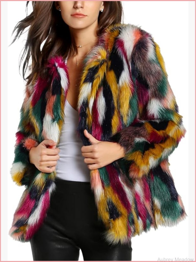 Faux Fur Coat For Women Fuzzy Jacket Fluffy Shaggy Overcoat Long Sleeve Loose